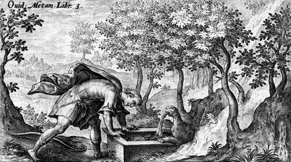 Narcissus falls in love with his own reflection