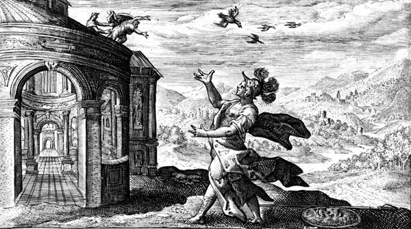 Minerva transforms Talos into a partridge